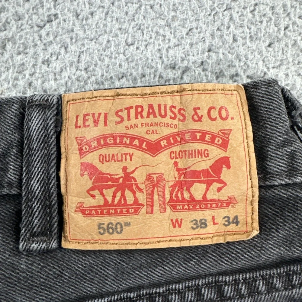 Levi's 560 Loose Fit Tapered Leg Jeans Men 38x34 Black Baggy Marbled Denim